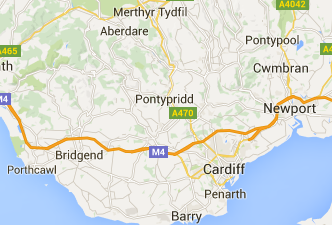 Map of Man and van West Pontnewydd coverage area